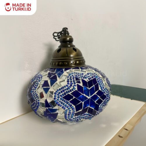 Colorful Pendant Hanging Lamp Glass Turkish Living Room White Blue - Lampu Warna Hiasan Putih Biru Turki