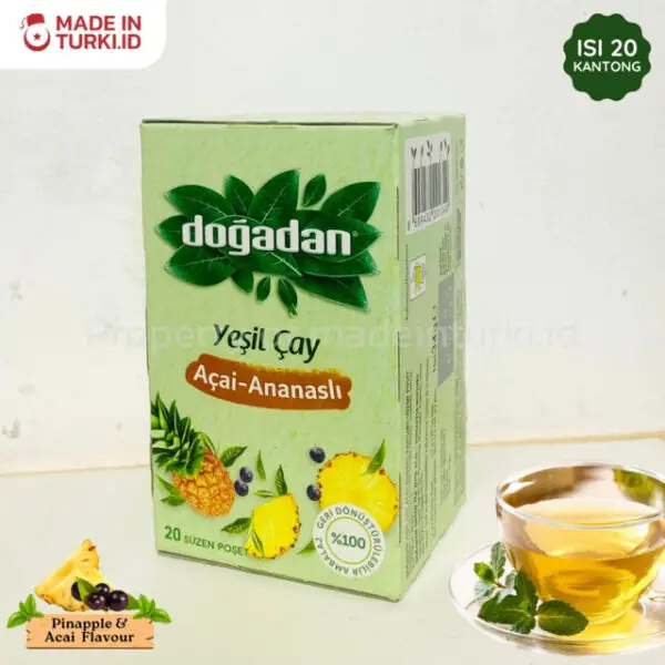 Dogadan Yesil Cay Acai Ananash 20 Tea Bags - Dogadan Teh Turki Aroma Acai Nanas 20 Kantong Asli Turki