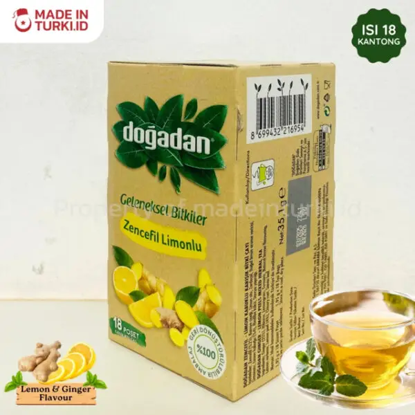 Dogadan Geleneksel Bitkiler Zencefil Limonlu 18 Tea Bags - Dogadan Teh Aroma Lemon Jahe 18 Kantong Asli Turki