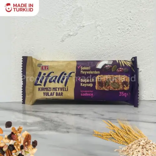 Eti Lifalif Kirmizi Meyveli Yulaf Bar 35gr - Eti Lifalif Snack Bar Buah Berry 35gr Turki