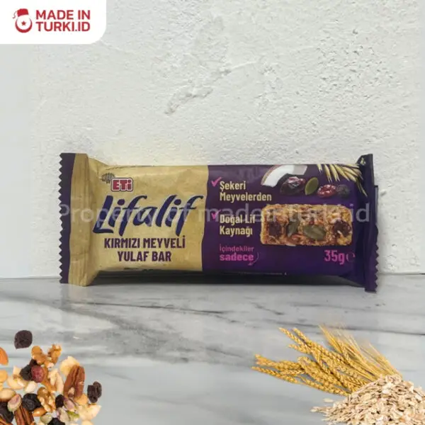 Eti Lifalif Kirmizi Meyveli Yulaf Bar 35gr - Eti Lifalif Snack Bar Buah Berry 35gr Turki
