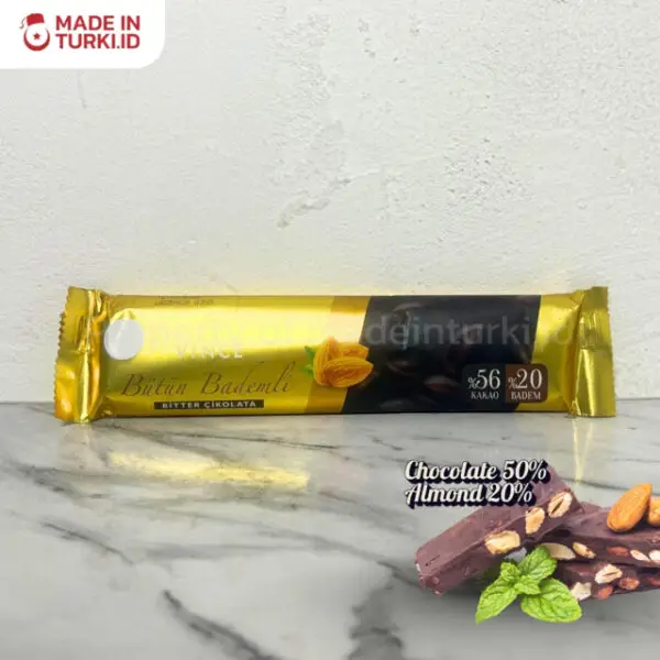 Cikolata Vince Butun Bademli Bitter Cikolata 80gr - Cikolata Vince Cokelat Almond 80gr Turki