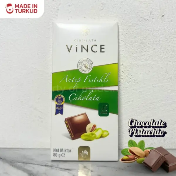 Cikolata Vince Antep Fistikli Cikolata 80gr - Cikolata Vince Cokelat Pistachio 80gr Turki
