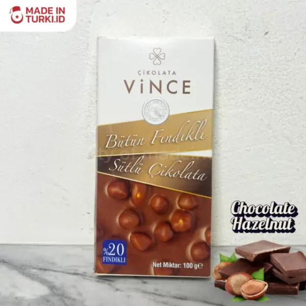 Cikolata Vince Butun Findikli Sutlu Cikolata 100gr - Cikolata Vince Cokelat Huzelnut 100gr Turki