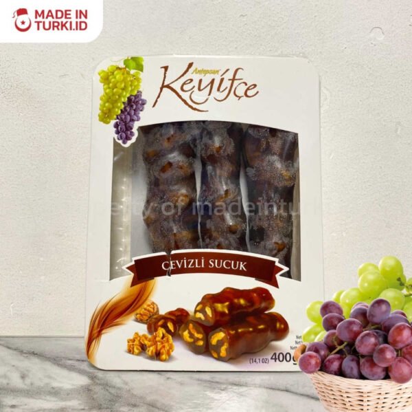 Keyifce Turkish Delights Cevizli Sucuk with Walnut Grape 400gr - Keyice Manisan Anggur Walnut Turki