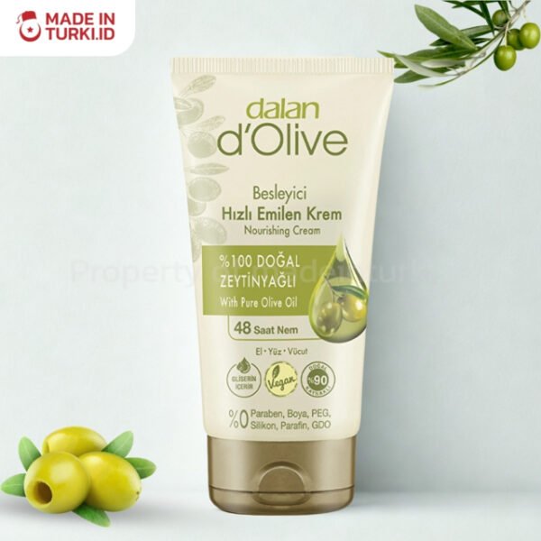 Dalan d'Olive Besleyici Hizli Emilen Krem Nourishing Cream %100 Dogal Zeytinyagli 250ml - Dalan Krim Organik Zaitun Murni Turki