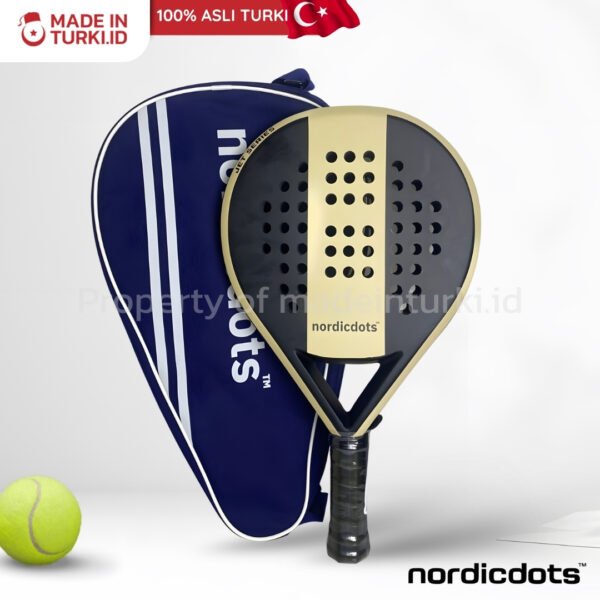 Nordicdots Jet Series Padel Racket Black Gold – Raket Padel Nordicdots Jet Series Hitam Emas