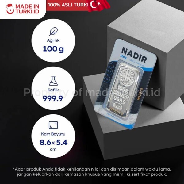 Nadir Fine Silver 100gr - Nadir Perak Batangan 100gr Turki
