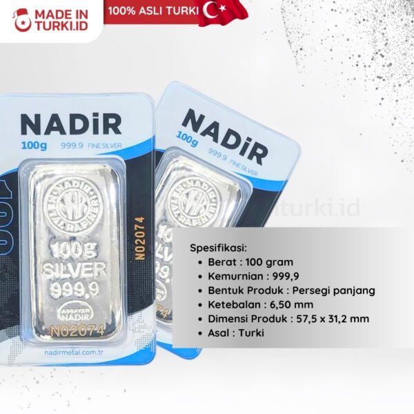 Nadir Fine Silver 100gr - Nadir Perak Batangan 100gr Turki