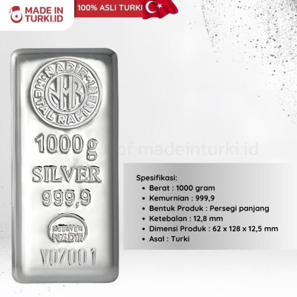 Nadir Fine Silver 1000gr - Nadir Perak Batangan 1000gr Turki