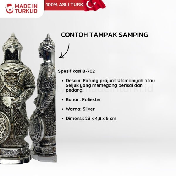 Figure Yeni Pelerinli Zirh Kucuk Boy Gumus B-702 - Hiasan Prajurit Ottoman Silver Asli Turki