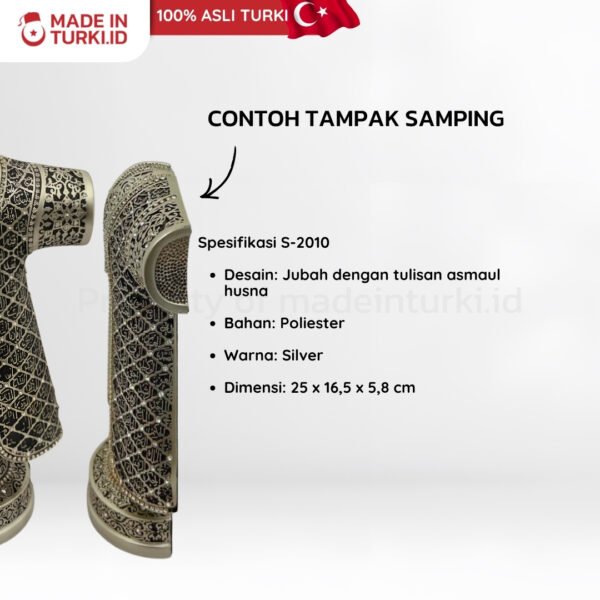 S-2010 Gumus - 2 Figure Kaftan Esmaul Husna Buyuk Boy Gumus S-2010 - Hiasan Jubah Asmaul Husna Silver Asli Turki