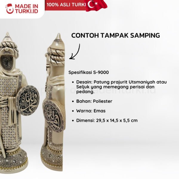 Figure Mirzakli Zirh Allah Muhammed Lafzi Altin S-9000 - Hiasan Prajurit Ottoman Emas Asli Turki